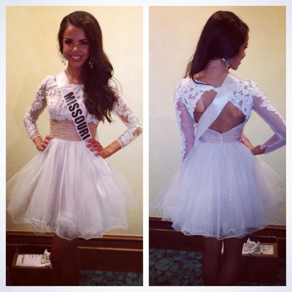 Sherri Hill style 21234 ivory/nude cocktail dress - Picture 3 of 3